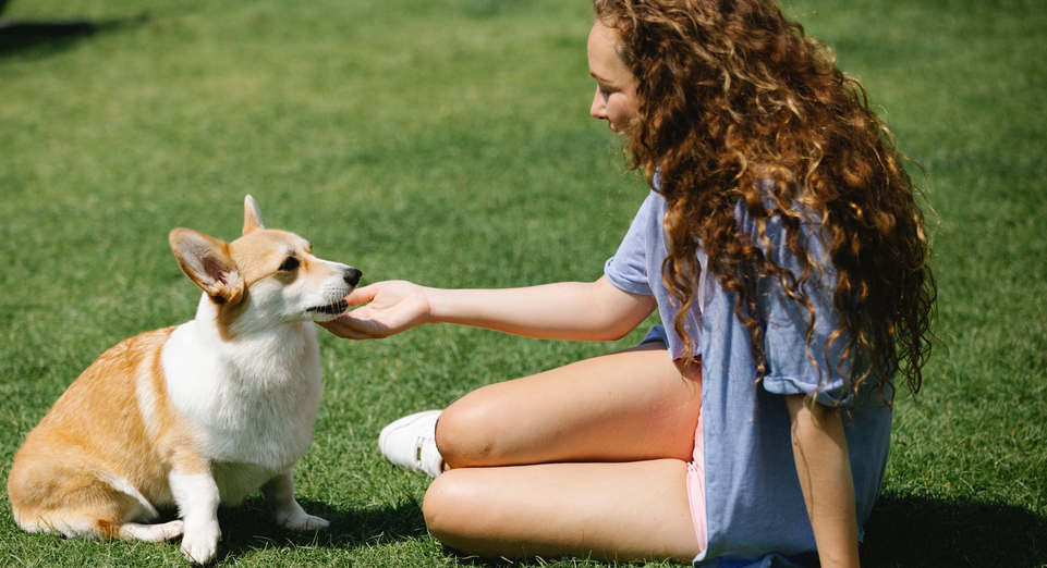 woman with pet